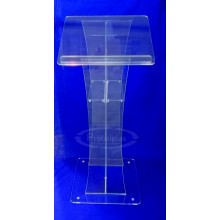 Pulpito em acrílico com prateleira amovível 